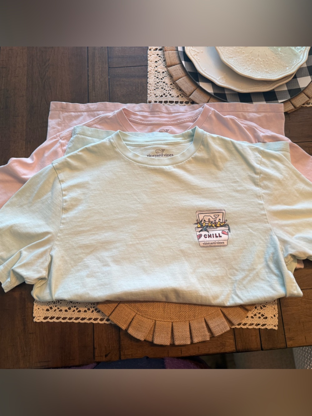 Vineyard Vines Light Blue and Light Pink Short-Sleeve Tee Set 3